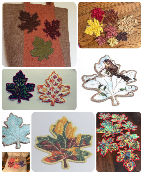 Free In the hoop Leaf Coaster Samples