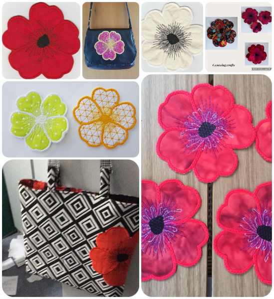 Free In the hoop Poppy Coaster Samples