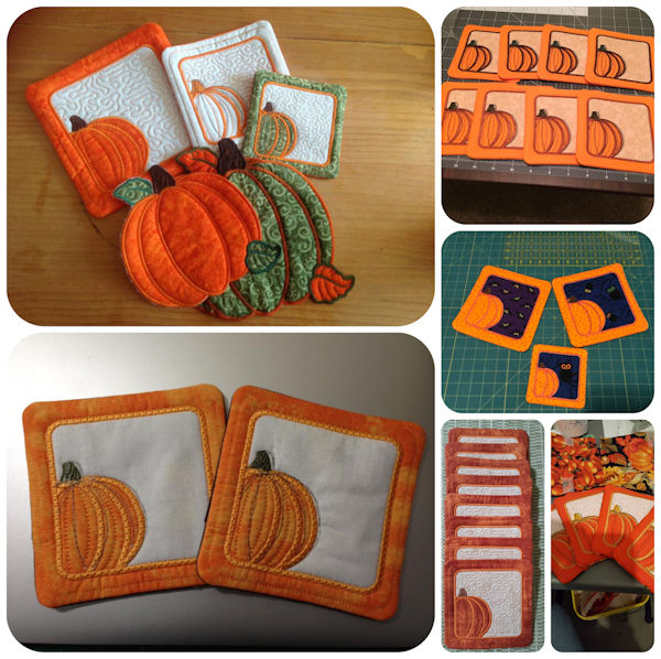 Free In the hoop Pumpkin Coaster samples 1608