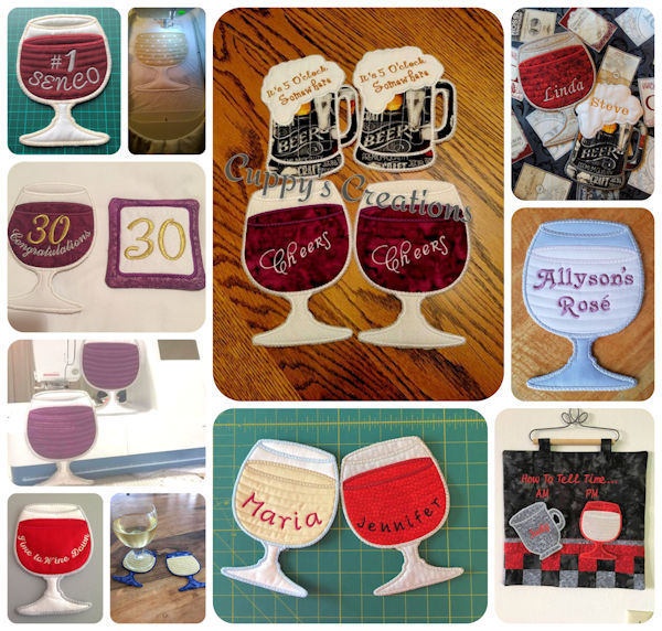 Free in the hoop Wine Glass Coaster Samples 1608