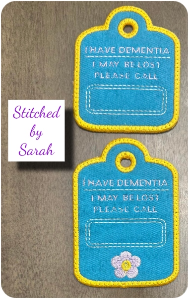 Free Dementia Contact Tag by Sarah