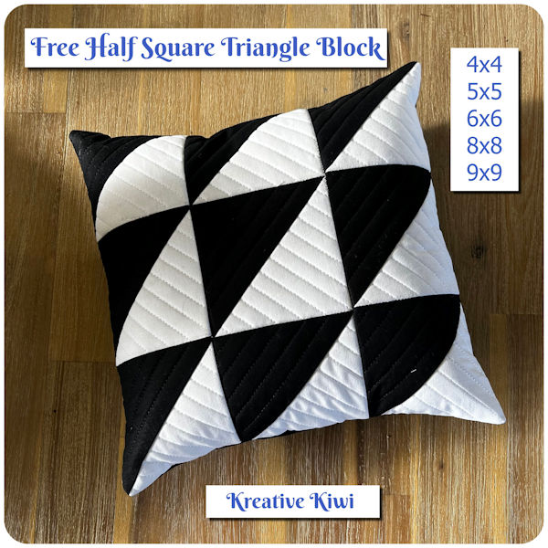 Free Half Square Triangle Block by Kreative Kiwi - 600
