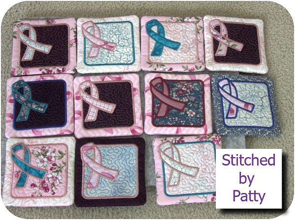 Free In the hoop Awareness Coasters by Patty