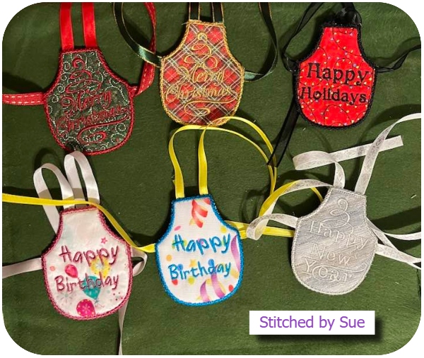 Free In the hoop Bottle Apron by Sue