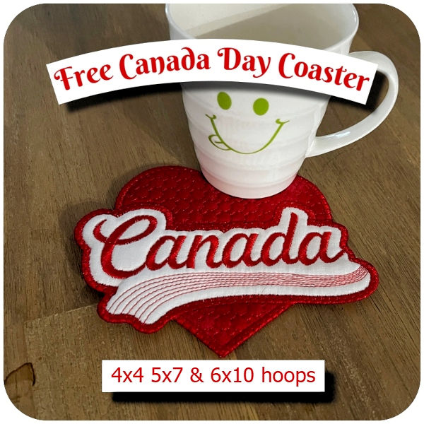 Free In the hoop Canada Day Coaster by Kreative Kiwi - 600