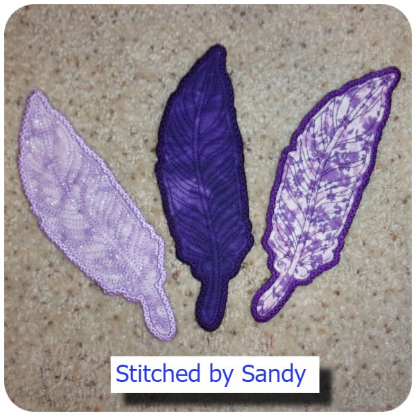 Free In the hoop Feather Bookmark by Sandy