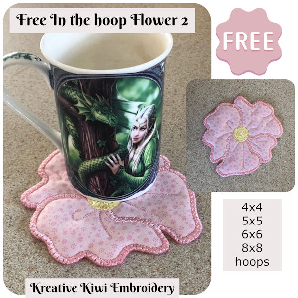 Free In the hoop Flower 2 by Kreative Kiwi - 600