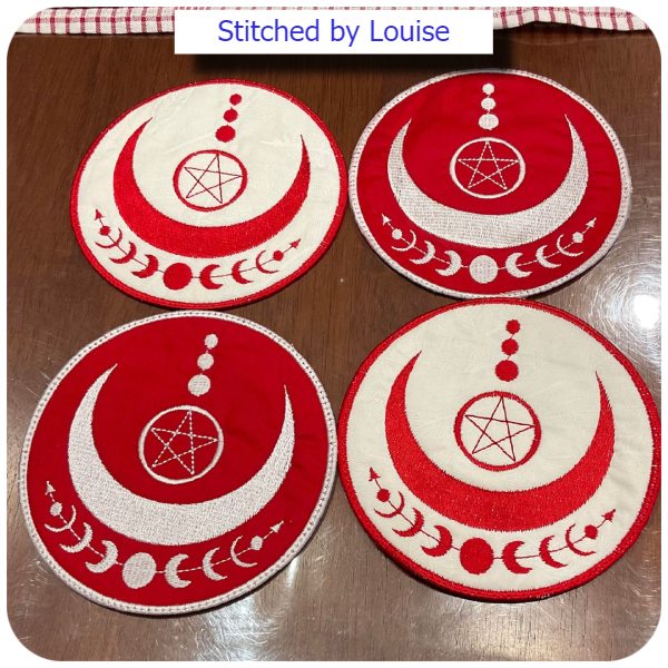 Free In the hoop Pagan Coaster by Louise