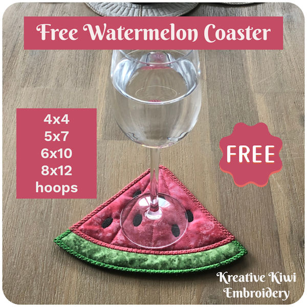 Free In the hoop Watermelon Coaster - 600