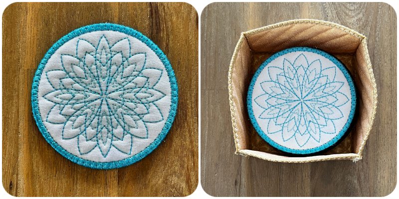 Free In the hoop simple round coaster by Kreative Kiwi