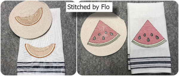 Free Loose Fill Melon Embroidery designs stitched by Flo - 600