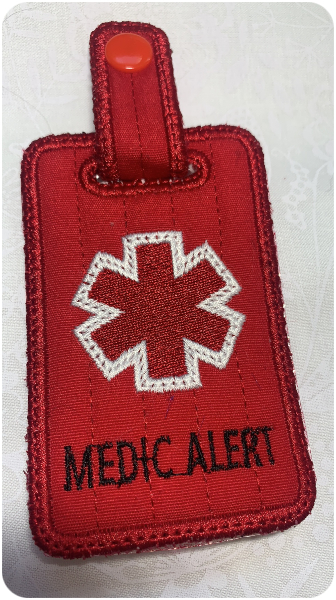 Free Medic Alert Bag Tag stitched by Christine