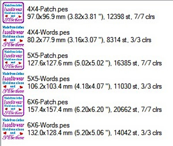 Free Memory Shirt Label sizes