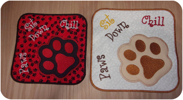 Free Paws Coaster stitched by Sandy