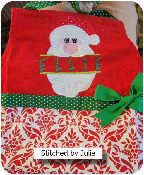 Free Santa on purchased apron by Julia