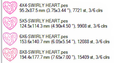 Free Swirly Heart sizes