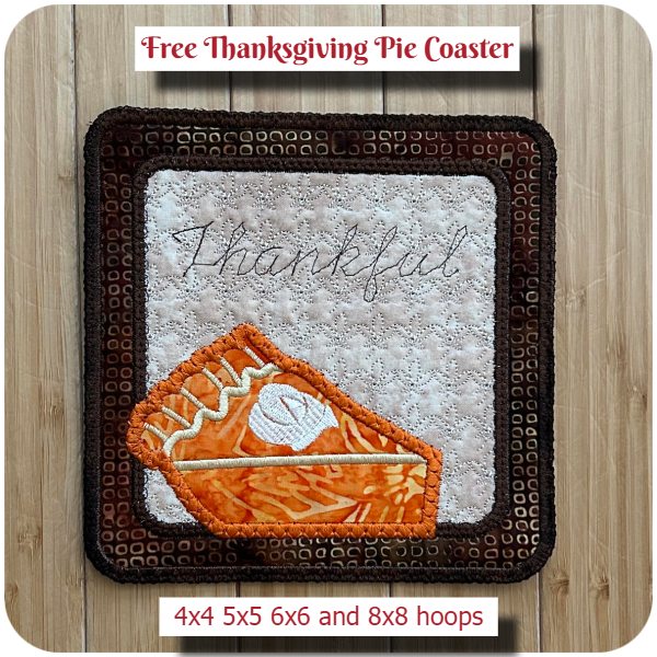Free Thanksgiving Pie Coaster by Cotton I Sew - 600