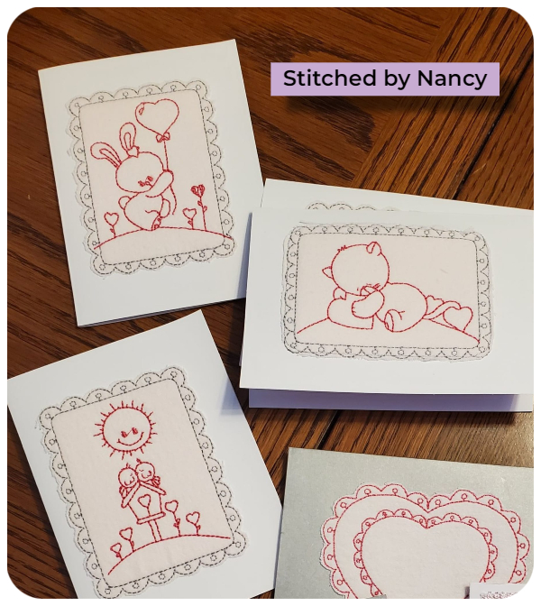 Free Valentines Redwork Cards by nancy