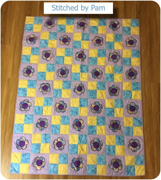 Free flower quilt by Pam