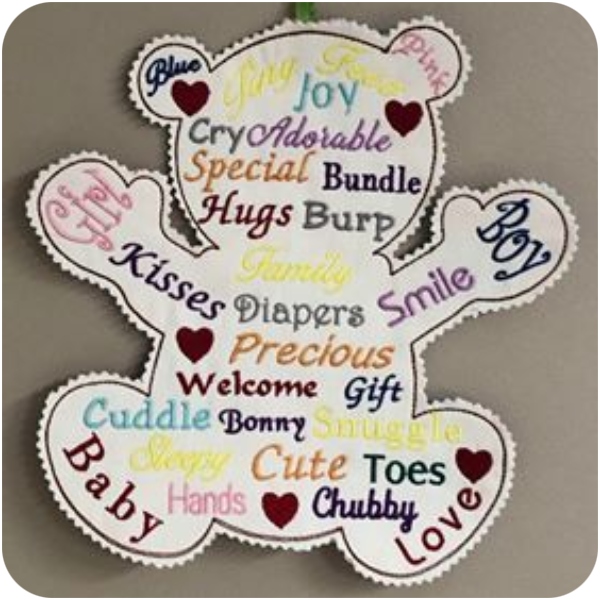 Free hanging Word Bear by Fayes Threads