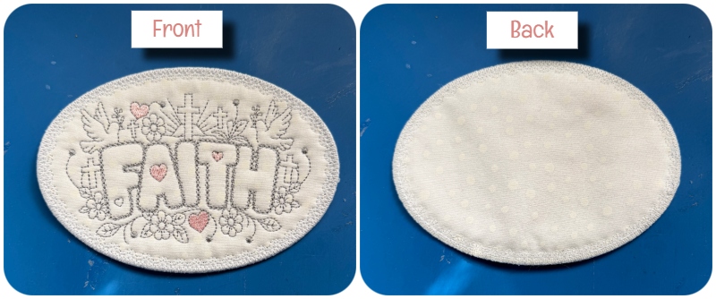 Front and Back of Free Faith Coaster