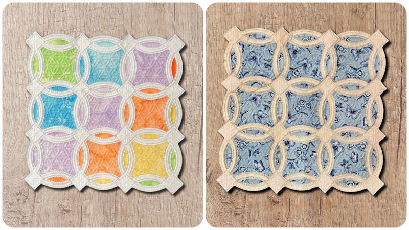 Front and back Endless Circles 9 block by Kreative Kiwi