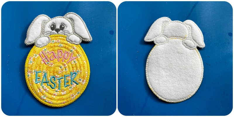 Front and back Peeking Bunny Easter Coaster by Kreative Kiwi - 800