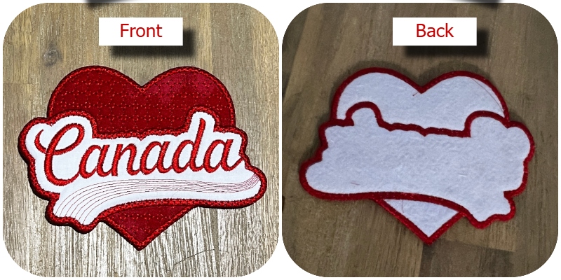 Front and back of Free Canada Day In the hoop Coaster by Kreative Kiwi - 800