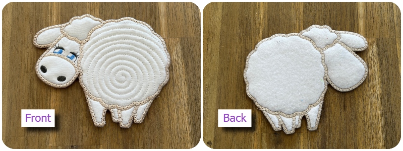 Front and back of Free Cheeky Sheep Coaster by Kreative Kiwi