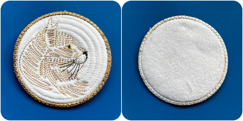 Front and back of Free Zig Zag Cat Coasters by Kreative Kiwi