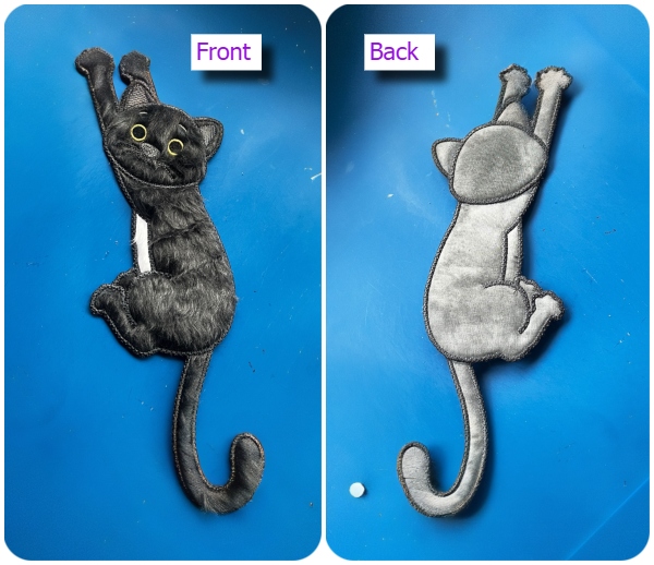 Front and back of Large Applique Hanging Cat by Kreative Kiwi - 800