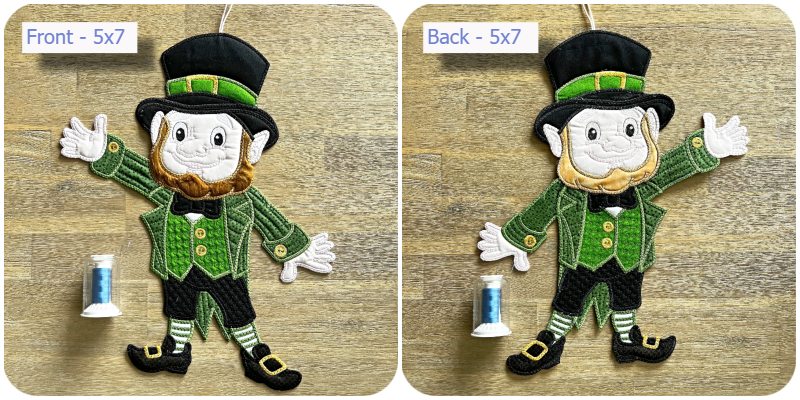 Front and back of Large Applique Leprechaun