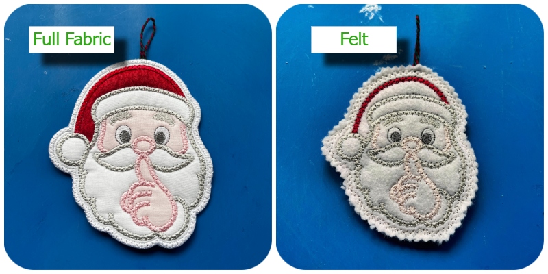 Full fabric or felt In the hoop Secret Santa Gift Tag Ornament