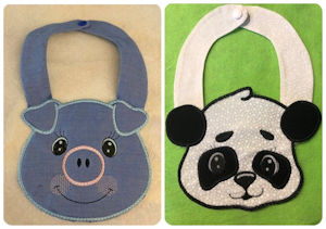 Animal Bibs made by Gabe using Applique Animal Designs