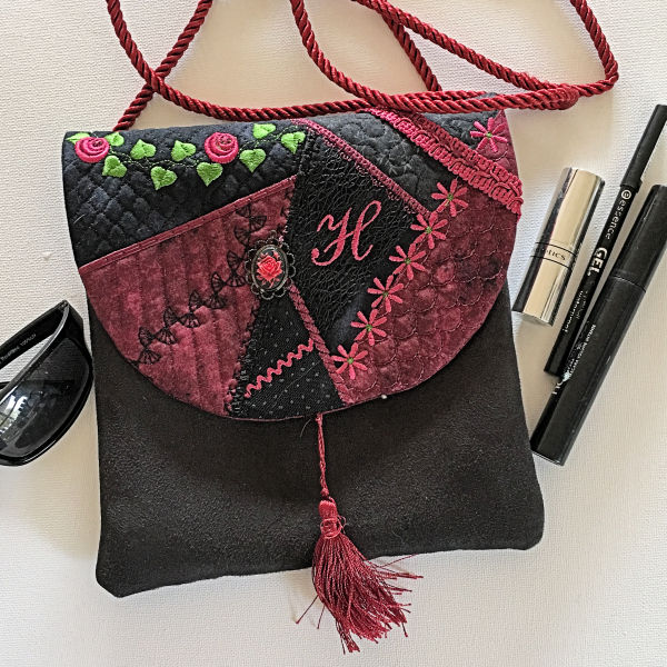 Large Crazy Patch Hobo Bag - Kreative Kiwi Embroidery Designs