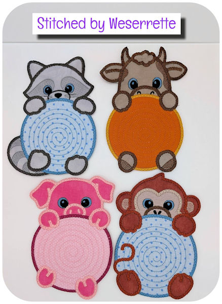 In the hoop Animal Peeking Coasters by Weserratte