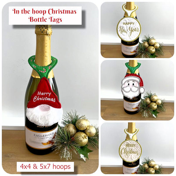 In the hoop Christmas Bottle Tags by Kreative Kiwi - 6000