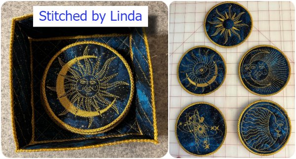 In the hoop Coaster Holder by Linda 070224 - first project