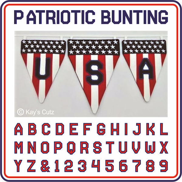 In the hoop Patriotic Bunting by Kays Cutz - 600