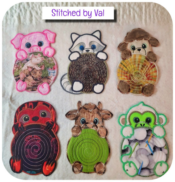 In the hoop Peeking Animal Coasters by Val