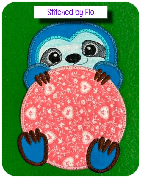In the hoop Peeking Sloth Coaster by Flo