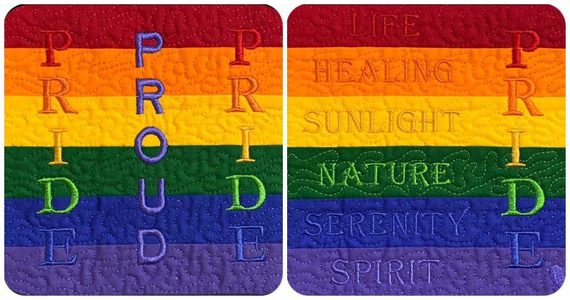 In the hoop Pride Mug Rug by Fayes Thread 800