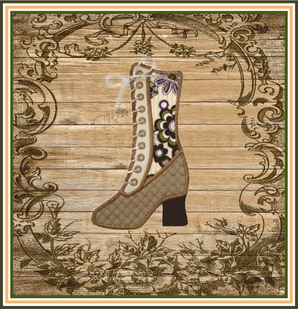 In the hoop Vintage Boot by Kreative Kiwi - 600