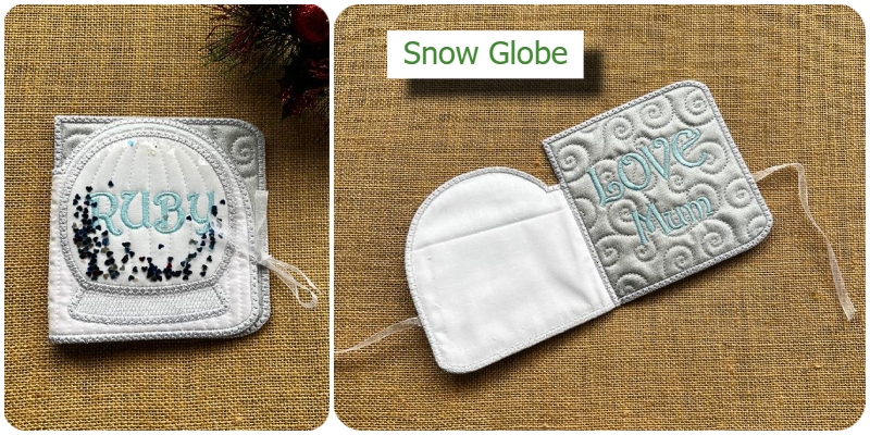 In the hoop personalised Snow Globe Christmas Gift Card by Kreative Kiwi - 800