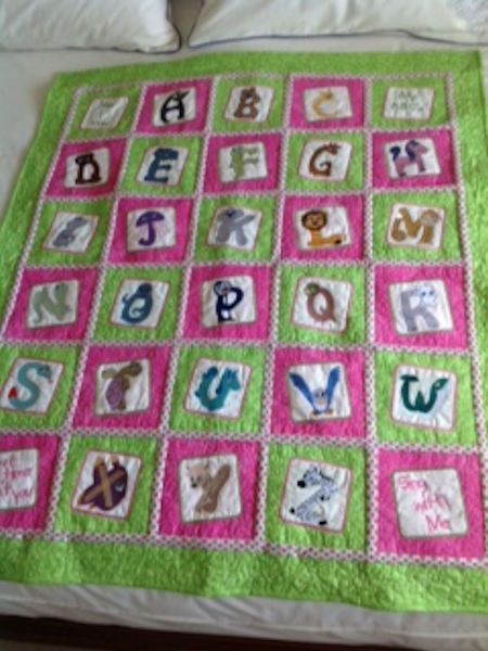 machine embroidery alphabet quilt