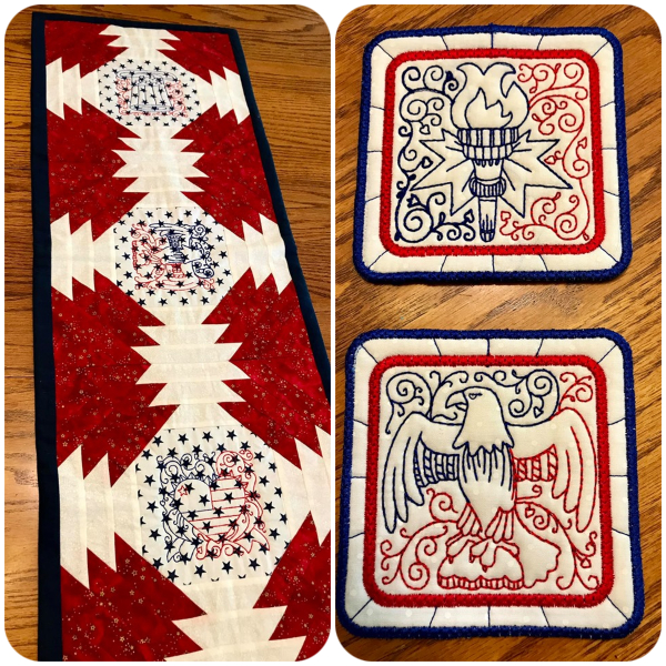 o4 July Table runner and free Coasters