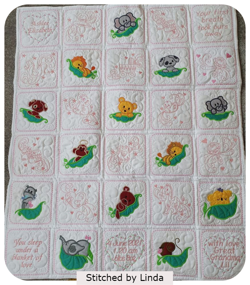 LINDA - FREE PEE PODS AND BABY BLOCKS QUILT - 800