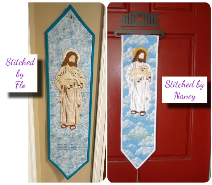 Lamb of God Bell pull samples by Flo and Nancy