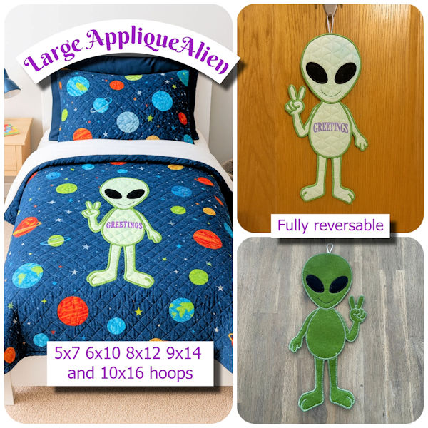 Large Applique Alien by Kreative Kiwi- 600