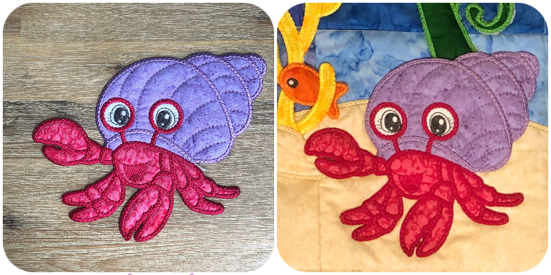 Large Applique Crab on Sea Quilt by Kreative Kiwi